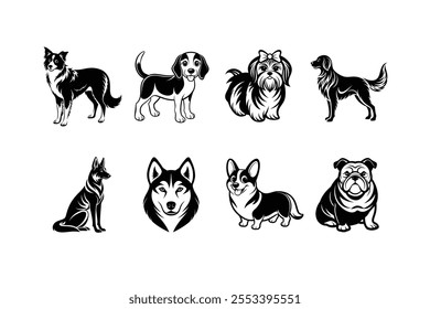 Comprehensive Silhouette Dog Bundle: Vector Canine Illustrations