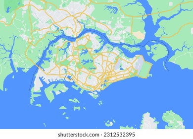 Comprehensive Singapore Map Vector Accurate and Detailed Cartographic Illustration for Graphic Design, Navigation, and Travel-related Projects in the Lion City