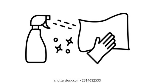 Comprehensive Surface Cleaning - Protective Measures - Icon. Line, outline design icon.