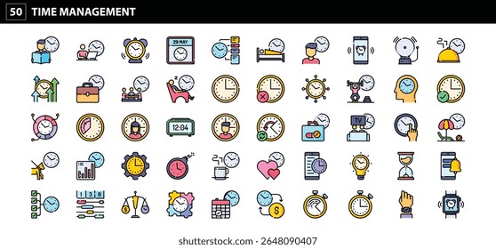 Comprehensive Time Management Icons for Productivity and Work-Life Balance