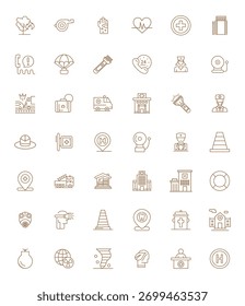 Comprehensive toolkit of 42 vector icons themed around Emergency, developed in Bold Line with 128x128 PIXEL Perfect precision for versatile design applications.