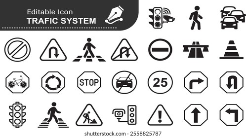 Comprehensive Traffic Icon File: Navigation, Road Signs, GPS Symbols, Location Markers, and Directional Elements for Modern Mapping and Transportation Designs
