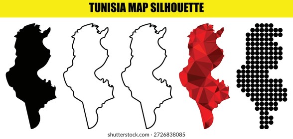 Comprehensive tunisian border shapes set in multiple aesthetic formats suitable for travel infographics news reports and cultural presentations highlighting north african geographical borders