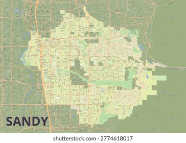 Comprehensive urban street map and geographic layout of Sandy, Utah, USA.