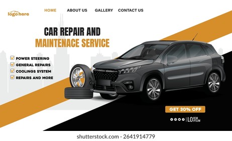 Comprehensive Vector Design Template for Car Repair and Maintenance Services, car repair, car maintenance, vehicle service, auto repair, mechanic services, car diagnostics, 