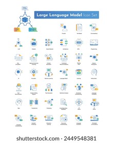 Comprehensive Vector Icon Set for Large Language Models, AI, NLP, and More. Vector Editable Stroke and Colors.