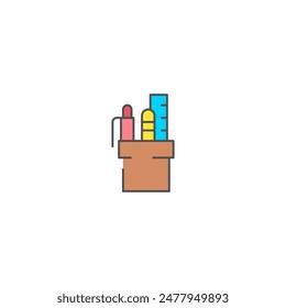 Comprehensive Vector Icon Set for Stationery Design, Simple Vector Color Line Icons, Illustration.