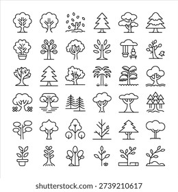 Comprehensive Vector Set of Minimalist Tree and Nature Symbols
