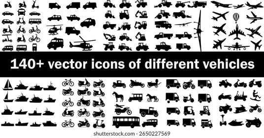 Comprehensive Vehicle Silhouettes Collection � 140+ Transport Icons