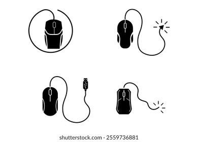 Comprehensive Wired Computer Mouse Vectors for Tech-Inspired Illustrations, computer mouse, mouse clipart, computer accessories, tech gadgets, tech clipart, minimalist design