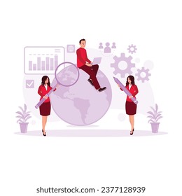 Comprehensive workforce recruitment strategy via the Internet. Outsourcing Concept. Trend Modern vector flat illustration