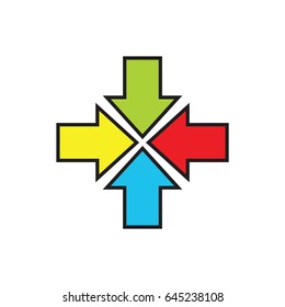 Compress Arrows vector icon,Shrink Arrows Quadro Collide Arrows Icon