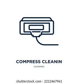 compress cleanin icon from cleaning collection. Thin linear compress cleanin, cleaner, vacuum outline icon isolated on white background. Line vector compress cleanin sign, symbol for web and mobile