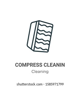 Compress cleanin outline vector icon. Thin line black compress cleanin icon, flat vector simple element illustration from editable cleaning concept isolated on white background
