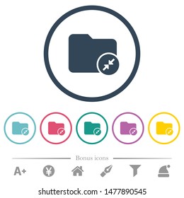 Compress directory flat color icons in round outlines. 6 bonus icons included.