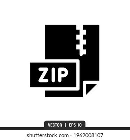 Comprimir el vector de icono de silueta de archivo, la plantilla de logotipo de ilustración en estilo moderno. Idóneo para muchos fines.
