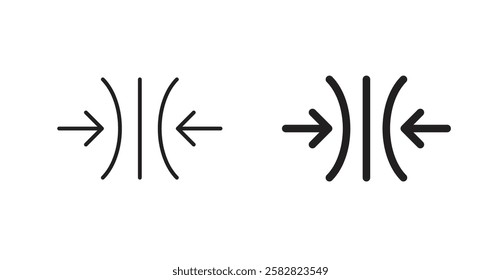 Compress filled and outlined icons vectors on white background