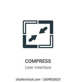 Compress glyph icon vector on white background. Flat vector compress icon symbol sign from modern user interface collection for mobile concept and web apps design.