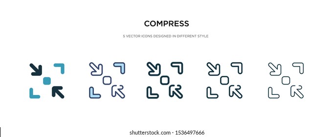 compress icon in different style vector illustration. two colored and black compress vector icons designed in filled, outline, line and stroke style can be used for web, mobile, ui