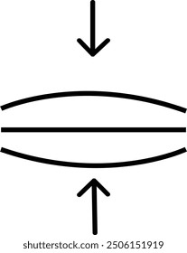 Compress icon. Pressure and shrink vector symbol. Elastic and flexible sign. Shock reduction icons. Shrink and push sign. vector flexible symbols element, isolated on transparent background.