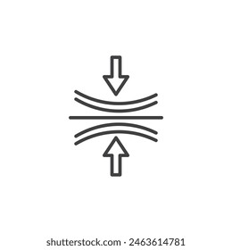 Conjunto de iconos de compresión. Símbolo del Vector de presión. Suspensión y señal de contracción. Símbolo elástico. Icono del amortiguador.