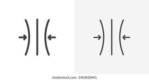 Compress icon set. Pressure vector symbol. Compact and push sign. Flexibility symbol. Shock reducer icon.