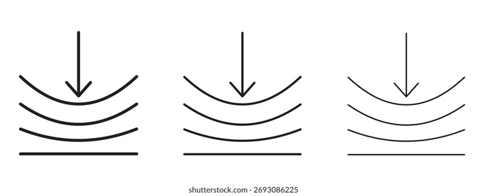 Comprimir símbolo de icono. Signo de estilo lineal para el concepto móvil
