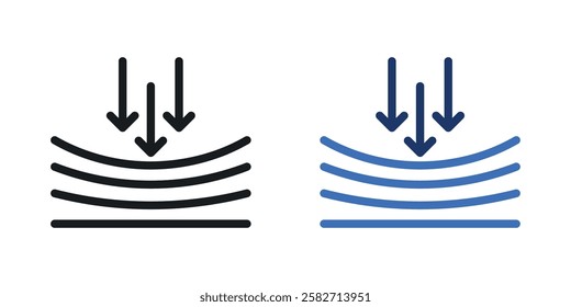 Compress icons set vectors black and colored style