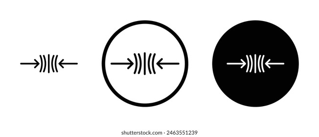 Compress line icon set. pressure suspension bounce symbol. push shrink icon. flexible elastic sign. reduce shock symbol suitable for apps and websites UI designs.