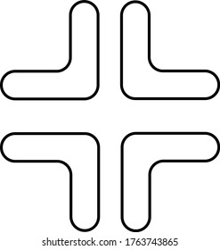 Umriss-Vektorsymbol komprimieren, Symbol für den einzelnen Treffpunkt mit flachem Stil