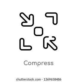compress vector line icon. Simple element illustration. compress outline icon from user interface concept. Can be used for web and mobile