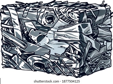 Compressed aluminium scrap metal illustration