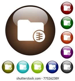 Compressed directory white icons on round color glass buttons