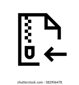 Compressed file format mini line, icon background and graphic. The icon is black and white, linear  flat, vector, pixel perfect, minimal, suitable for web and print. 