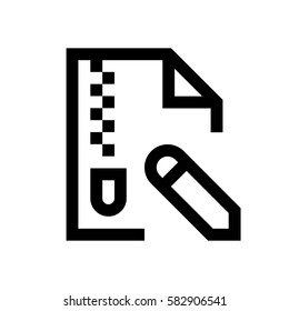 Compressed file format mini line, icon background and graphic. The icon is black and white, linear  flat, vector, pixel perfect, minimal, suitable for web and print. 