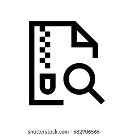 Compressed file format mini line, icon background and graphic. The icon is black and white, linear  flat, vector, pixel perfect, minimal, suitable for web and print. 