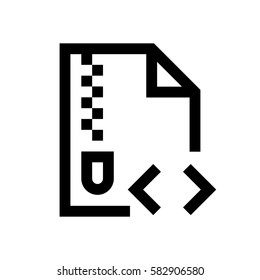 Compressed file format mini line, icon background and graphic. The icon is black and white, linear  flat, vector, pixel perfect, minimal, suitable for web and print. 