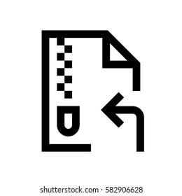 Compressed file format mini line, icon background and graphic. The icon is black and white, linear  flat, vector, pixel perfect, minimal, suitable for web and print. 