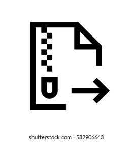 Compressed file format mini line, icon background and graphic. The icon is black and white, linear  flat, vector, pixel perfect, minimal, suitable for web and print. 