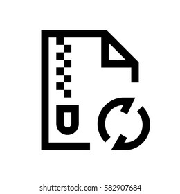 Compressed file format mini line, icon background and graphic. The icon is black and white, linear  flat, vector, pixel perfect, minimal, suitable for web and print. 
