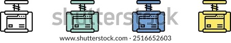 compressed file icon. Outline, Green, Blue and Yellow Style Design Isolated On White Background
