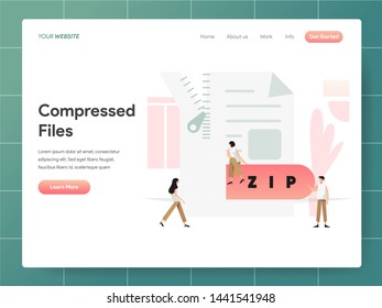 Compressed File Illustration Concept. Modern design concept of web page design for website and mobile website.Vector illustration EPS 10