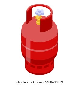 Compressed gas cylinder icon. Isometric of compressed gas cylinder vector icon for web design isolated on white background