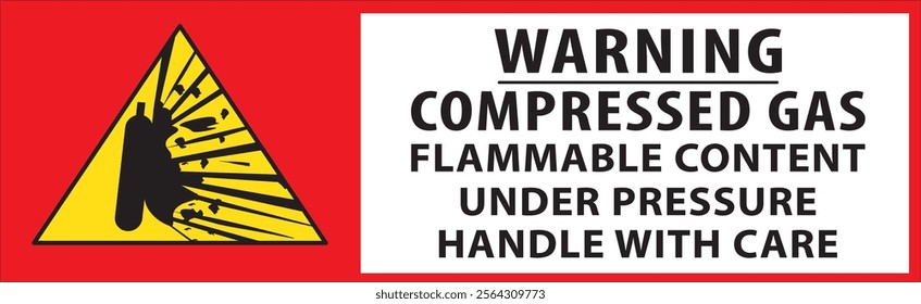 Compressed gas flammable content under pressure handle with care industrial safety warning sign notice vector