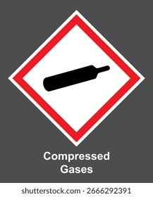 Ilustración vectorial de signos de gas comprimido, pictogramas de peligro GHS, etiquetado de productos químicos. Explosivo, inflamable, oxidante, corrosivo, tóxico, nocivo, peligroso para la salud y el medio ambiente. Iconos de peligro