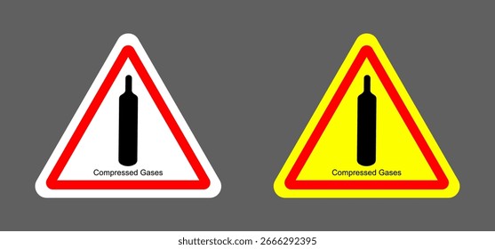 Ilustración vectorial de signos de gas comprimido, pictogramas de peligro GHS, etiquetado de productos químicos. Explosivo, inflamable, oxidante, corrosivo, tóxico, nocivo, peligroso para la salud y el medio ambiente. Iconos de peligro