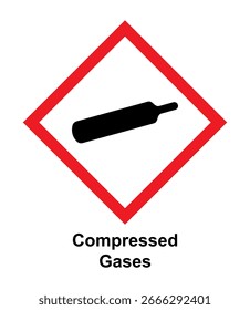 Ilustración vectorial de signos de gas comprimido, pictogramas de peligro GHS, etiquetado de productos químicos. Explosivo, inflamable, oxidante, corrosivo, tóxico, nocivo, peligroso para la salud y el medio ambiente. Iconos de peligro