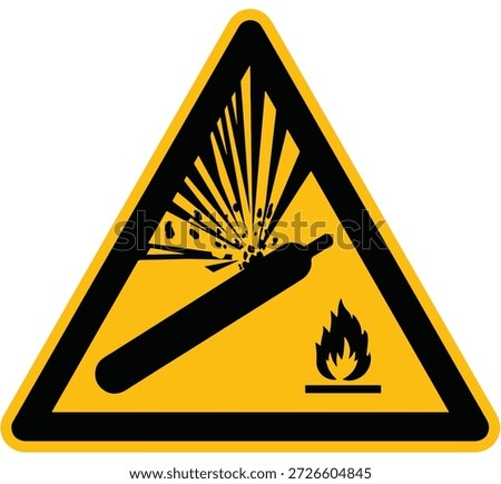 Compressed Gas sign vector illustration, GHS hazard pictograms, Labelling of Chemicals. Explosive, Flammable, Oxidizing, Corrosive, Toxic, Harmful, Health hazard and Environmental hazard. Hazard icons