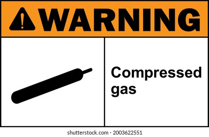 Compressed gas warning sign. Hazardous chemical safety signs and symbols.