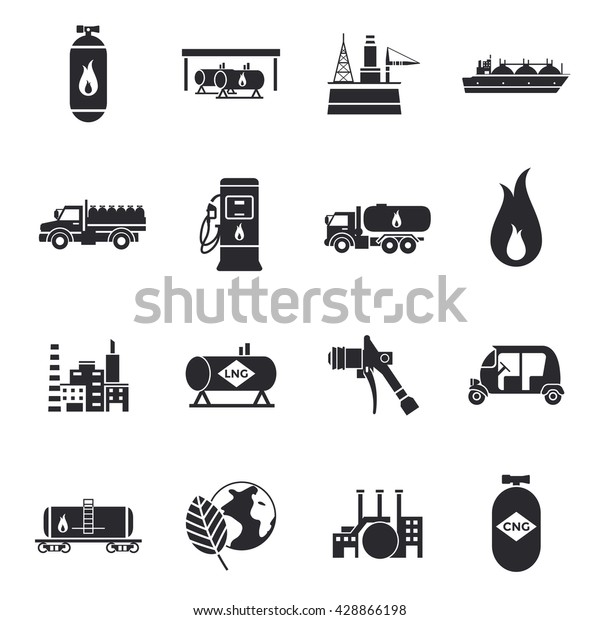 Compressed Liquid Natural Gas Icons Truck Stock Vector (Royalty Free ...